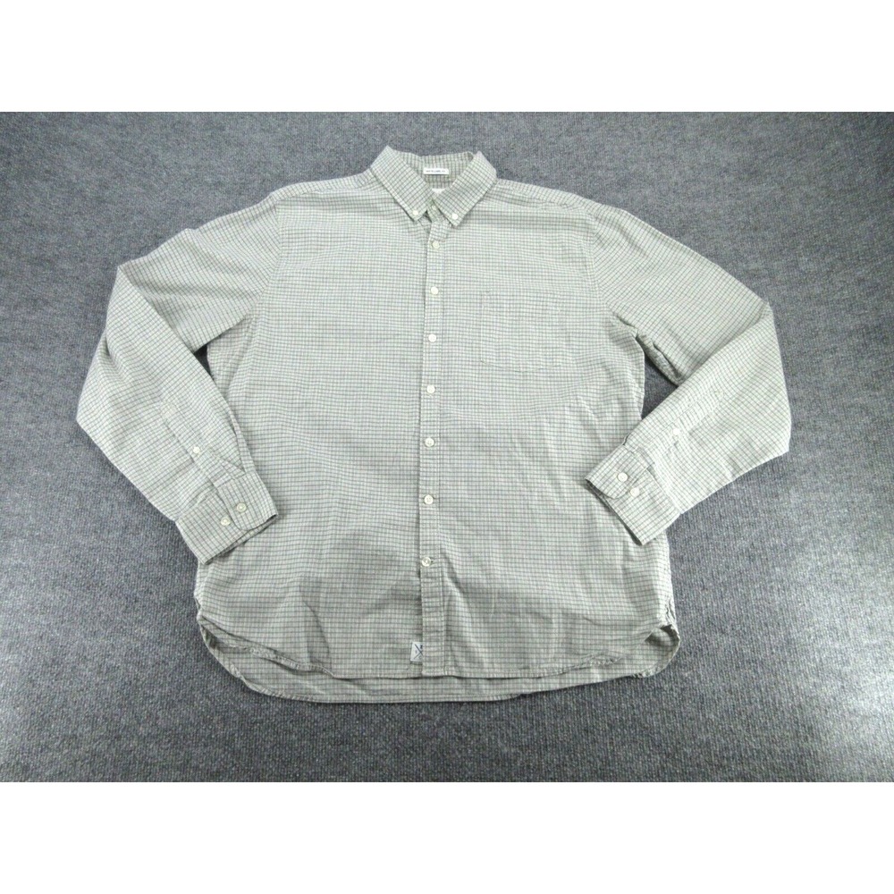 Lucky Brand Mens Button Down White Label Fit Grey Checkered Shirt XL